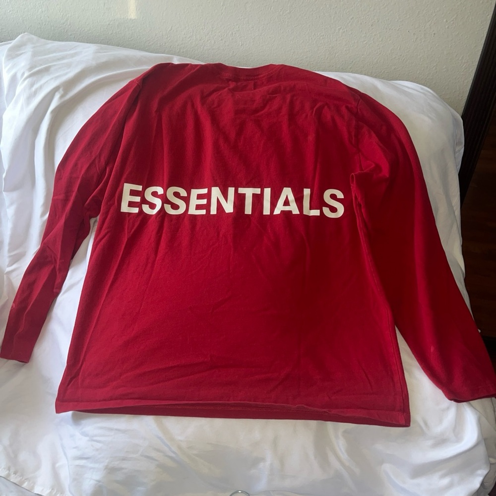 Essentials Red Crewneck Tee with FOG - Picture 3 of 11